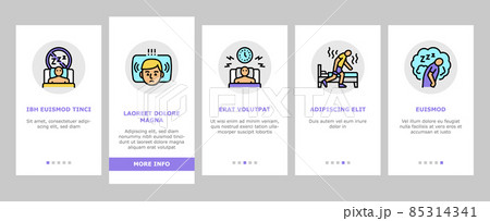 Insomnia Person Chronic Problem Onboarding Icons Set Vector Insomnia Person Chronic Problem Onboarding Icons Set Vector 85314341