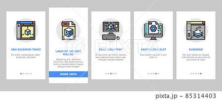 3d Modelling Software And Device Onboarding Icons Set Vector 85314403