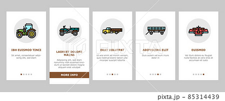 Farm Equipment And Transport Onboarding Icons Set Vector Farm Equipment And Transport Onboarding Icons Set Vector 85314439