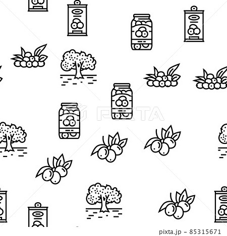 Olive Production And Harvesting Vector Seamless Pattern 85315671