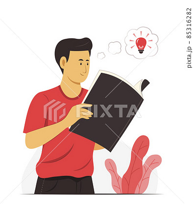Man Reading a Book and Thinking Good Idea. Man Reading a Book and Thinking Good Idea. 85316282