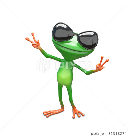 3D Illustration Frog Wearing Sunglasses Triumphs 85318274