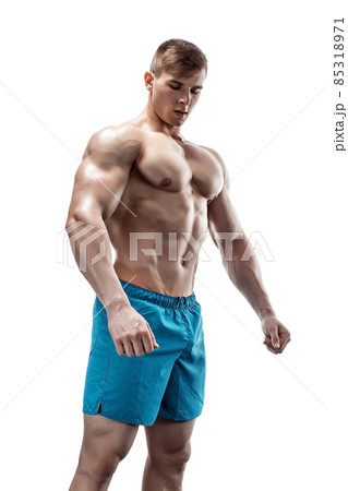 Image of muscle man posing in studio Image of muscle man posing in studio 85318971