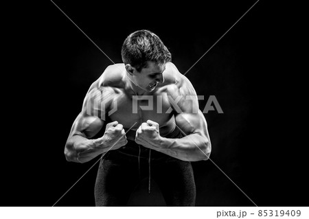 Fitness man model torso posing and showing perfect body 85319409