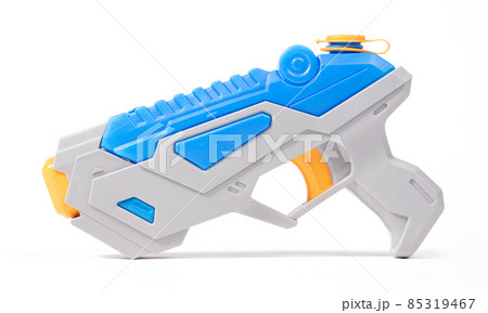 Modern small water pistol isolated on white 85319467