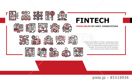 Fintech Financial Technology Landing Header Vector 85319936