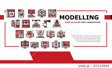 3d Modelling Software And Device Landing Header Vector 85319944