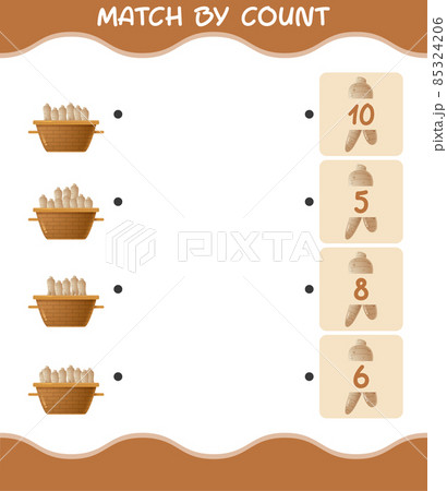 Match by count of cartoon ginseng. Match and count game. Educational game for pre shool years kids and toddlers 85324206
