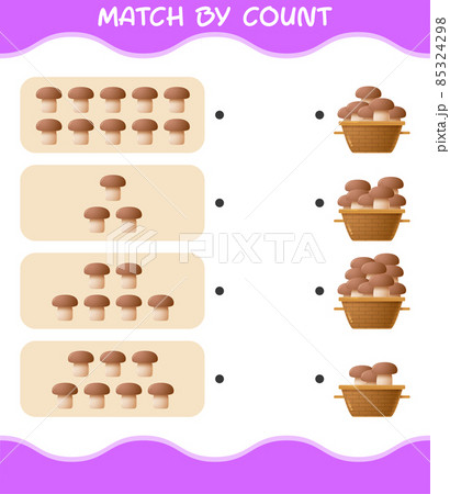 Match by count of cartoon mushroom. Match and count game. Educational game for pre shool years kids and toddlers 85324298