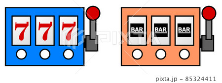 大金が稼げるスロットマシンで大当たりするイラスト 85324411