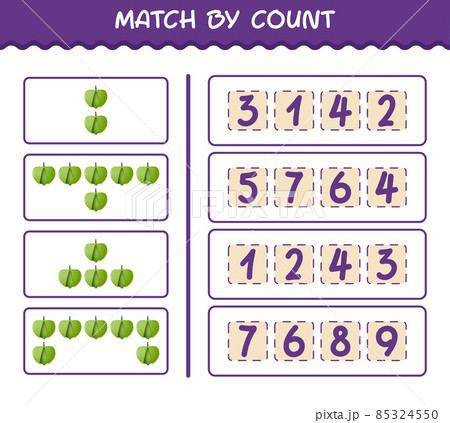 Match by count of cartoon tomatillo. Match and count game. Educational game for pre shool years kids and toddlers 85324550