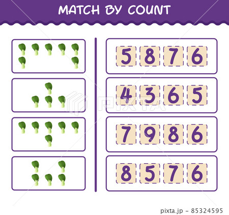 Match by count of cartoon bok choy. Match and count game. Educational game for pre shool years kids and toddlers 85324595