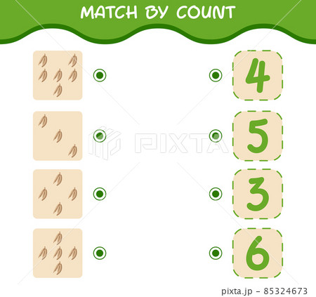 Match by count of cartoon cassava. Match and count game. Educational game for pre shool years kids and toddlers 85324673