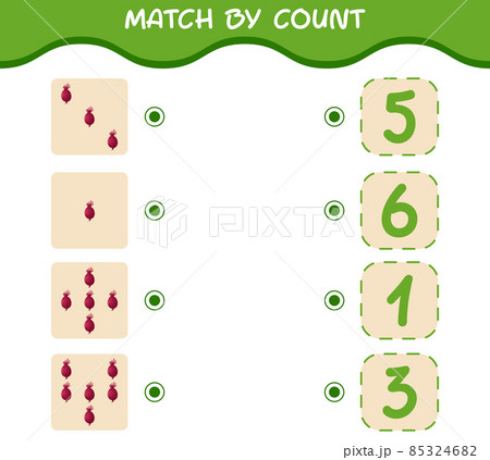 Match by count of cartoon beet. Match and count game. Educational game for pre shool years kids and toddlers 85324682