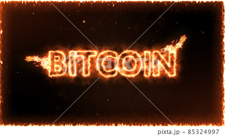 Bitcoin cryptocurrency on fire over black background Bitcoin cryptocurrency on fire over black background 85324997