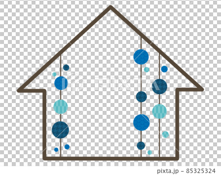 Blue Japanese pattern polka dots and house frame Blue Japanese pattern polka dots and house frame 85325324