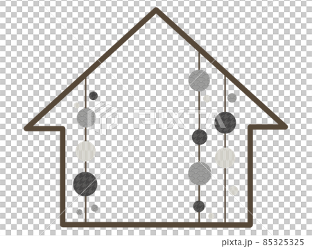 Monochrome Japanese pattern polka dots and house frame Monochrome Japanese pattern polka dots and house frame 85325325