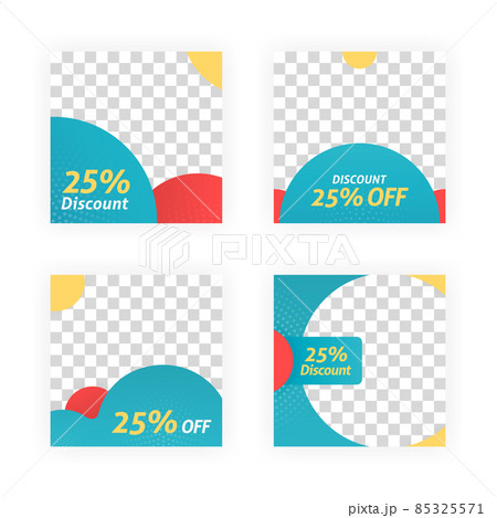 social media post templates for discounts, sales and offers. online media content promotions and marketing element. Square photo template for online ads, print flyer, brochures, cards, online ads 85325571