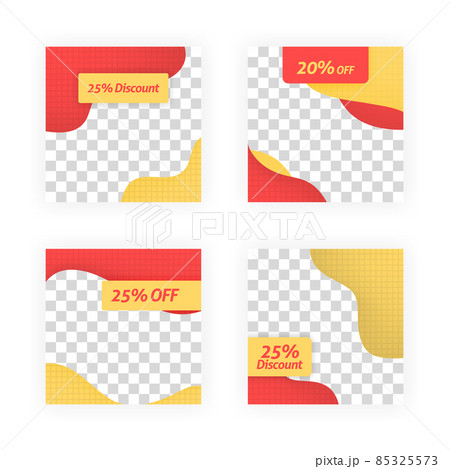 social media post templates for discounts, sales and offers. online media content promotions and marketing element. Square photo template for online ads, print flyer, brochures, cards, online ads 85325573