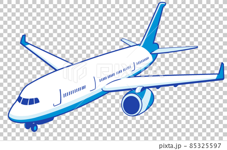 旅客機 飛行機のイラスト 斜め上から見た構図 のイラスト素材