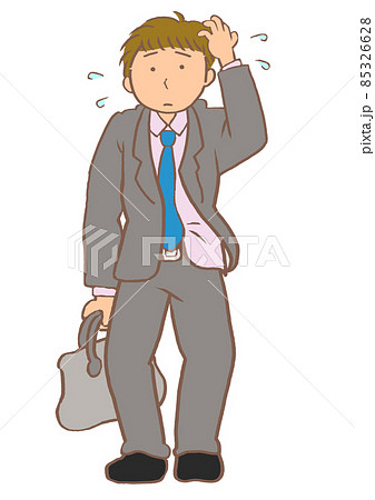 大人の発達障害 だらしないスーツ姿で困り顔の若い男性 大人の発達障害 だらしないスーツ姿で困り顔の若い男性 85326628