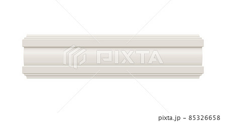 White skirting cornice moulding. Ceiling crown baseboard on white background. 85326658