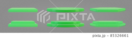 Empty green plinth for product presentation. Podiums set on transparent background. 85326661