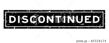 Grunge black discontinued word square rubber seal stamp on white background 85328174
