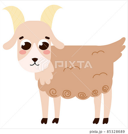 Cute goat in cartoon style isolated on white background, farm animal, rural lifestile concept for children books 85328689