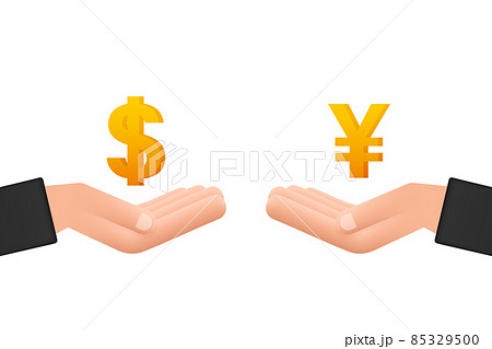 Money exchange icon with hands. Banking sign. lira and Dollar Cash transfer symbol. Vector stock illustration. Money exchange icon with hands. Banking sign. lira and Dollar Cash transfer symbol. Vector stock illustration. 85329500