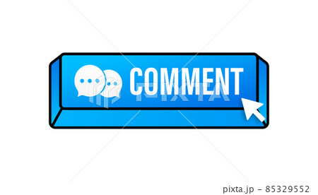 Flat blue comment button. Flat vector. Computer mouse click. Navigation pointer. 85329552