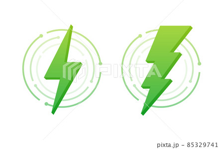 Lightning green bolt. Thunder bolt, lighting strike expertise. Vector illustration. Lightning green bolt. Thunder bolt, lighting strike expertise. Vector illustration. 85329741