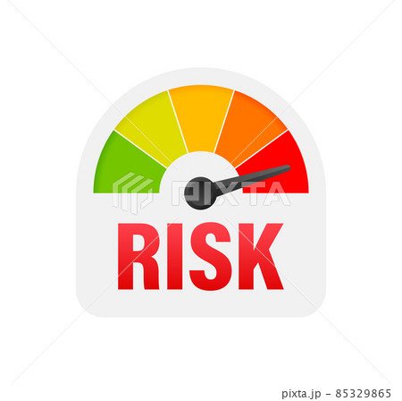 Risk icon on speedometer. High risk meter. Vector illustration. 85329865