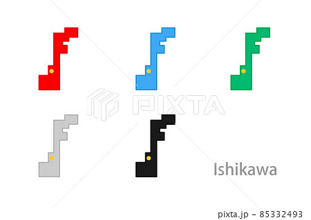 デザイン地図 石川県 四角のイラスト素材