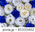 白と青の花のフラワーアレンジメント 85333402