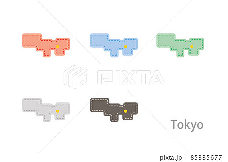 デザイン地図 東京都 ステッチのイラスト素材