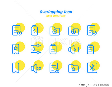 user interface themed minimalistic blue line and yellow circle icon set user interface themed minimalistic blue line and yellow circle icon set 85336800