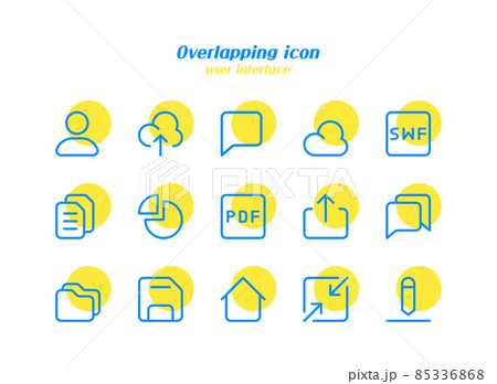 user interface themed minimalistic blue line and yellow circle icon set user interface themed minimalistic blue line and yellow circle icon set 85336868