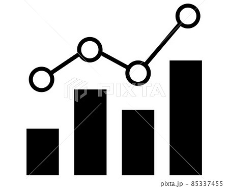 グラフ 増加 棒グラフ 折れ線グラフ モノクロ 経済 数学のイラスト素材