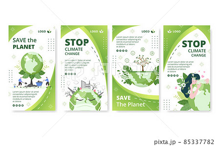 Save Planet Earth Stories Template Flat Design Environment With Eco Friendly Editable Illustration Square Background to Social Media or Greeting Card 85337782