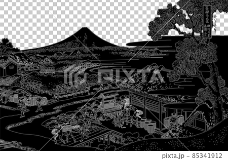 葛飾北斎イメージ駿州片倉茶園ノ不二題名入り線反転白バック 葛飾北斎イメージ駿州片倉茶園ノ不二題名入り線反転白バック 85341912