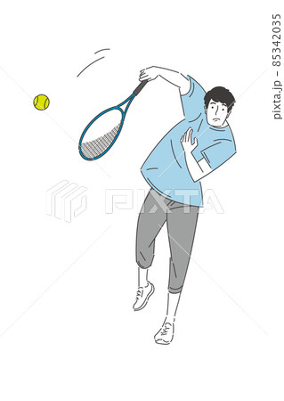 テニスボールを打つ男性のイラスト素材