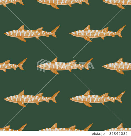 Leopard shark seamless pattern in scandinavian style. Marine animals background. Vector illustration for children funny textile. 85342082