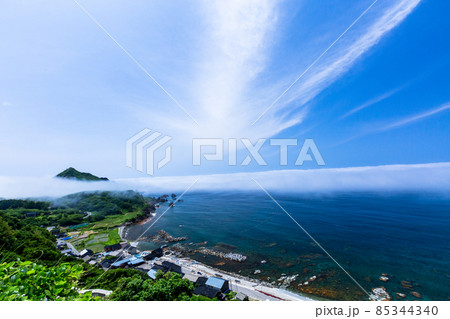 (新潟県）　佐渡　大野亀　海霧　花の島　 85344340