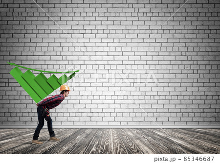 Engineer man carry progress graph 85346687