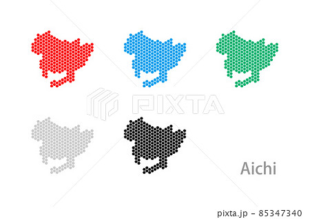 ドット地図 愛知県 六角のイラスト素材
