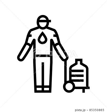 deliveryman delivering water line icon vector illustration 85350865