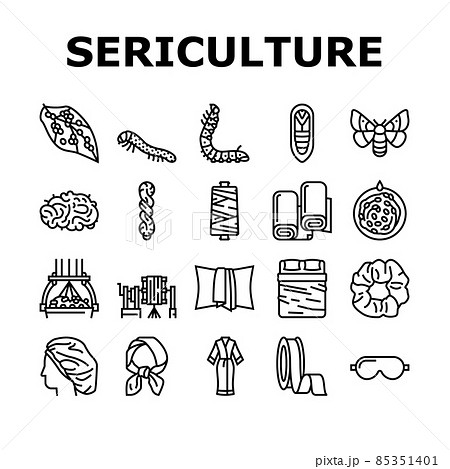 Sericulture Production Business Icons Set Vector Sericulture Production Business Icons Set Vector 85351401