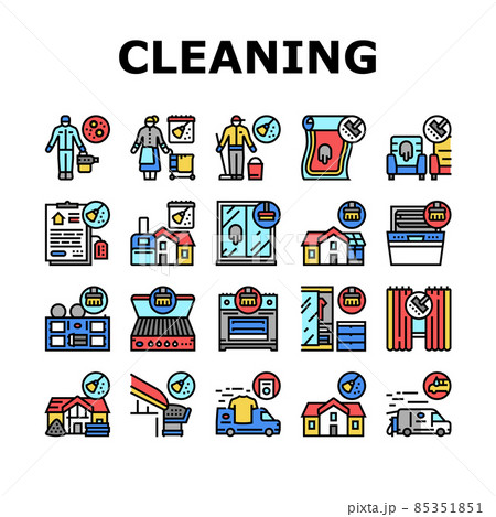 Cleaning Building And Equipment Icons Set Vector Cleaning Building And Equipment Icons Set Vector 85351851