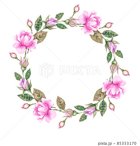 Watercolor frame with roses, buds 1 Watercolor frame with roses, buds 1 85353170